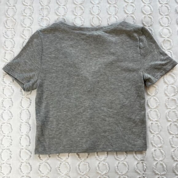 Forever 21 Crop Cardigan Sweater Women's L Heart Button Knit Top Preppy Twee NWT - Picture 4 of 4